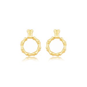 Brinco dourado liso banho em ouro 18k