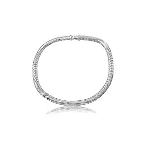 Pulseira de malha snake lisa banho em ródio branco