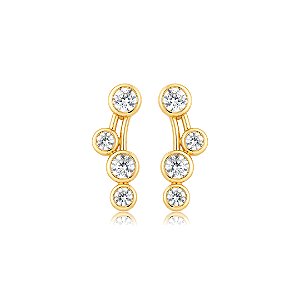 Brinco cravejado de zircônia cristal banho de ouro 18k