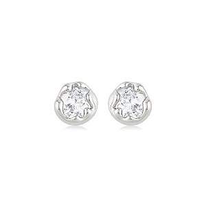 Brinco de base com detalhe em zircônia cristal banho em ródio branco