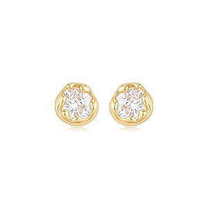 Brinco de base com detalhe em zircônia cristal banho em ouro 18k