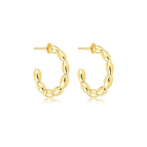 Brinco de argola liso banho em ouro 18k