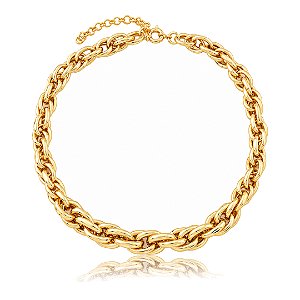 Colar de corrente dourado liso banho em ouro 18k