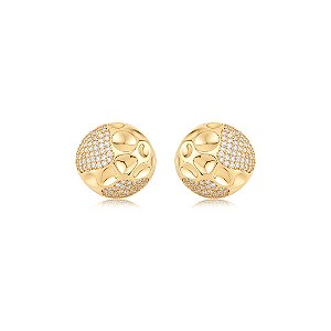 Brinco de base cravejado de zircônia cristal banho em ouro 18k
