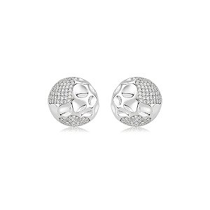 Brinco de base cravejado de zircônia cristal banho em ródio branco
