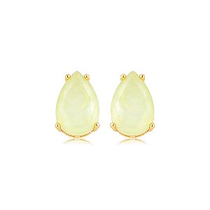 Brinco gota com pedra fusion citrino banho em ouro 18k