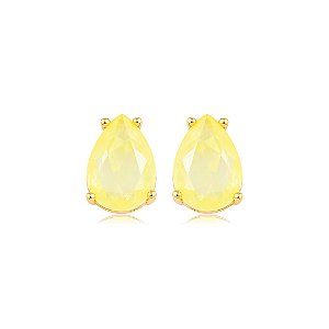 Brinco gota com pedra fusion yellow fancy banho em ouro 18k