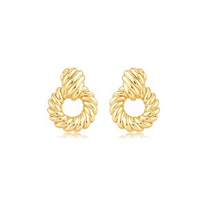 Brinco dourado liso banho em ouro 18k