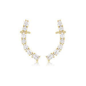 Brinco ear cuff cravejado em zircônia cristal Banho em ouro 18k