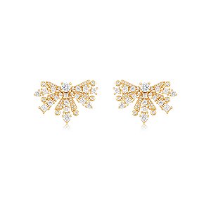 Brinco cravejado em zircônia cristal Banho em ouro 18k