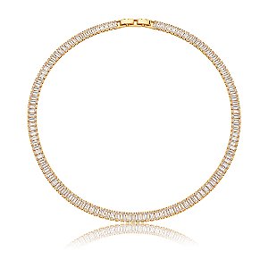Colar de riviera cravejado de zircônia cristal banho em ouro 18k