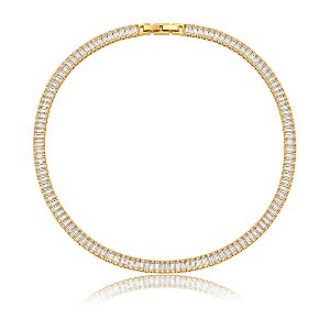 Colar de riviera cravejado de zircônia cristal banho em ouro 18k