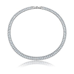 Colar de riviera cravejado de zircônia cristal banho em ródio branco