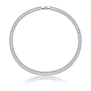 Colar de riviera cravejado de zircônia cristal banho em ródio branco
