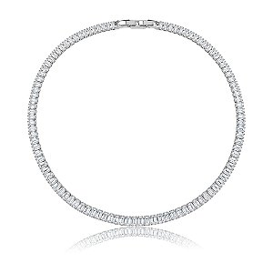 Colar de riviera cravejado de zircônia cristal banho em ródio branco