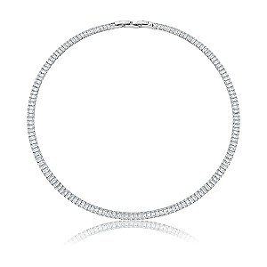 Colar de riviera cravejado de zircônia cristal banho em ródio branco