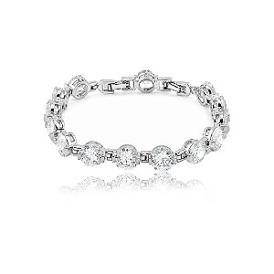 Pulseira riviera cravejada de zircônia cristal banho em ródio branco