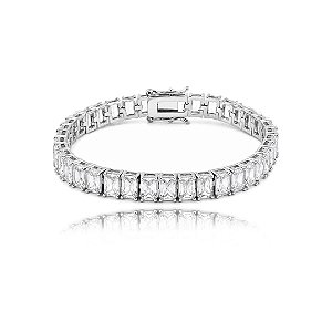 Pulseira riviera cravejada de zircônia cristal banho em ródio branco
