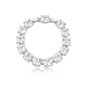 Pulseira riviera cravejada de zircônia cristal banho em ródio branco