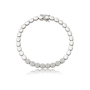 Pulseira cravejada de zircônia cristal banho em ródio branco