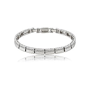 Pulseira cravejada de zircônia cristal banho em ródio branco