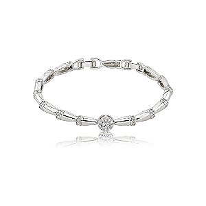 Pulseira cravejada de zircônia cristal banho em ródio branco
