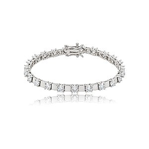 Pulseira cravejada de zircônia cristal banho em ródio branco