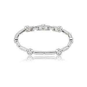 Pulseira cravejada de zircônia cristal banho em ródio branco