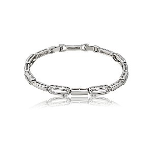 Pulseira cravejada de zircônia cristal banho em ródio branco