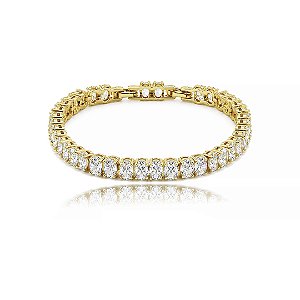 Pulseira de riviera cravejada de zircônia cristal banho em ouro 18k