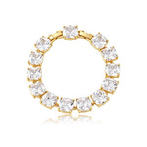 Pulseira de riviera cravejada de zircônia cristal banho em ouro 18k