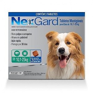 Nexgard Antipulgas E Carrapatos Cães 10,1 A 25Kg Com 3 Tabletes