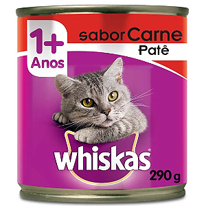 Ração Úmida Whiskas Lata Patê de Carne para Gatos Adultos - 290 g
