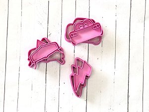Kit Cortador de Biscoito Carros, Símbolo e Raio