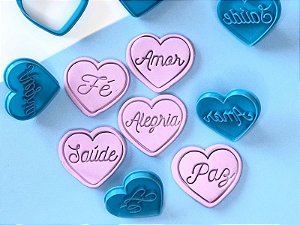 Kit Cortador de Biscoito Corações Frases