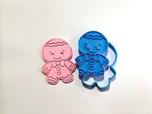 Cortador de biscoito Ginger de gravata com carimbo