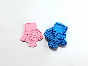 Cortador de biscoito Bolo de Casamento com carimbo