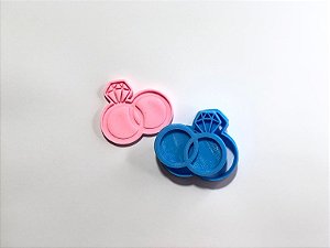 Cortador de biscoito Alianças de casamento com carimbo