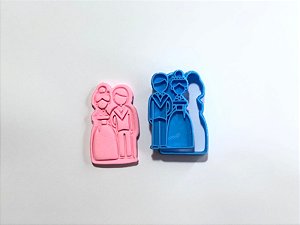 Cortador de BIscoito Noivinhos com carimbo