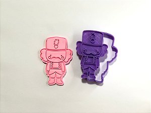 Cortador de Biscoito Soldadinho Quebra Nozes com carimbo