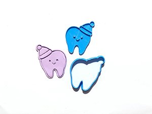 Cortador de Biscoito Dente de Gorro com carimbo