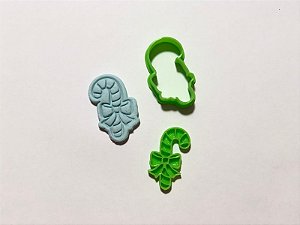 Cortador de Biscoito Bengala de Lacinho com carimbo