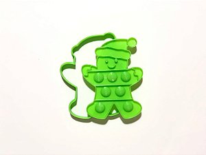 Cortador de Biscoito Ginger Natalino Pop-It com Carimbo