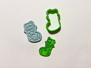 Cortador de Biscoito Meia de Natal com carimbo