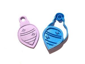 Cortador de Biscoito Bola de Natal com Carimbo