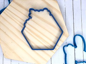 Cortador de Biscoito Hexágono com Folhas e Flores