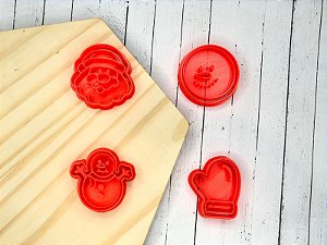 Kit Cortadores de Biscoito Natal com Carimbo
