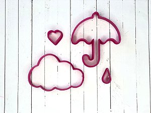 Kit Cortador de Biscoito Chuva de Amor