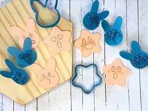 Kit Cortador de Biscoito Emotes Estrela e Coelhinho