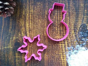Cortador de Biscoito Floco de Neve e Boneco de Neve